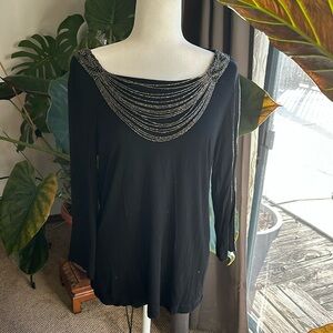 Chico’s women’s beaded neckline shirt size 1